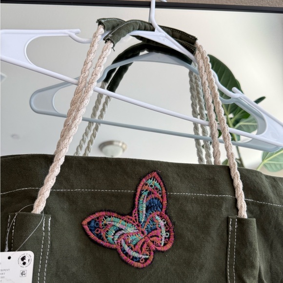 Free People Olive Green Tote Bag with Patches - Picture 10 of 11